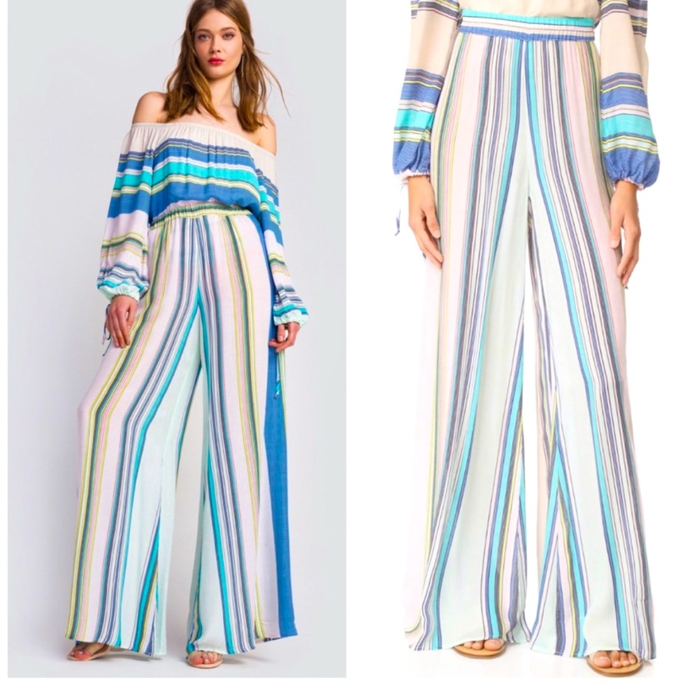 NWT Wildfox Stripe Havana Multicolor Wide Leg Pants S